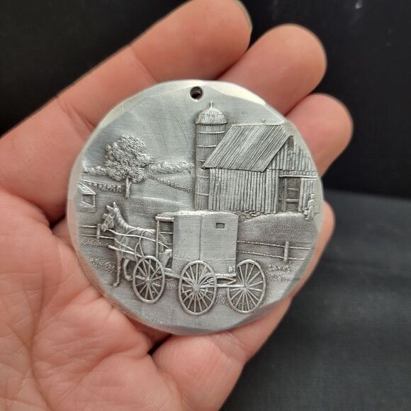 Wendell August Forge Handcrafted Ornament Pendant Amish Barn - Picture 5 of 5